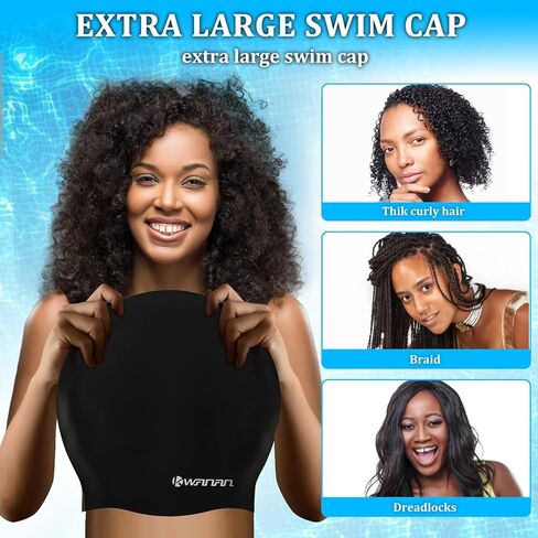Extra Large Silicone Swim Cap for Long Hair and Protective Styles–Waterproof Swimming Cap for Men and Women with Dreadlocks, Weaves, Extensions, Braids, Curls, and Afros–Keep Hair Dry in Kuwait