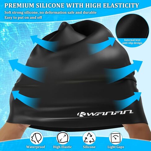 Extra Large Silicone Swim Cap for Long Hair and Protective Styles–Waterproof Swimming Cap for Men and Women with Dreadlocks, Weaves, Extensions, Braids, Curls, and Afros–Keep Hair Dry in Kuwait