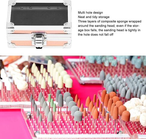 Pomya Nail Drill Bit Holder Storage Box, Multi Hole Nail Drill Bits Stand Displayer with Transparent Flip Cover, Nail Bits Organizers Container (Black) in Saudi Arabia