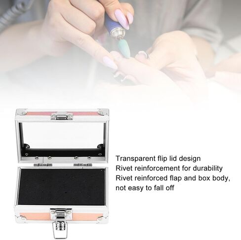 Pomya Nail Drill Bit Holder Storage Box, Multi Hole Nail Drill Bits Stand Displayer with Transparent Flip Cover, Nail Bits Organizers Container (Black) in Saudi Arabia