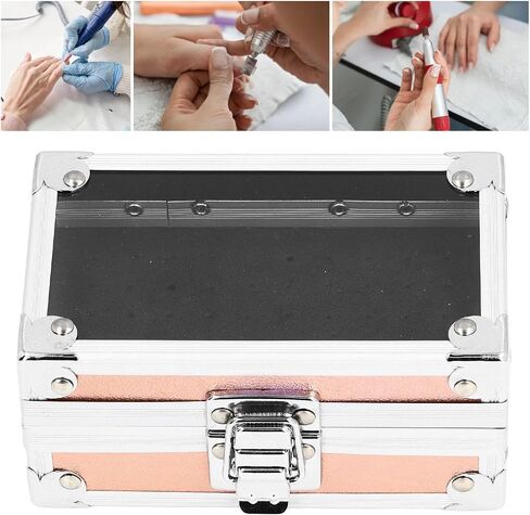 Pomya Nail Drill Bit Holder Storage Box, Multi Hole Nail Drill Bits Stand Displayer with Transparent Flip Cover, Nail Bits Organizers Container (Black) in Saudi Arabia