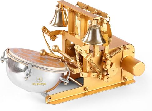 Metal Automatic Aarti Machine for Home - Small Arti Machine for House Temple - Atri Machine with Drum, Bells with Adjustable Arti Tempo/Rhythm - Ideal Gift for All Occasion, Gold in Saudi Arabia