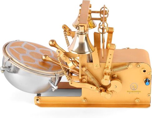 Metal Automatic Aarti Machine for Home - Small Arti Machine for House Temple - Atri Machine with Drum, Bells with Adjustable Arti Tempo/Rhythm - Ideal Gift for All Occasion, Gold in Saudi Arabia