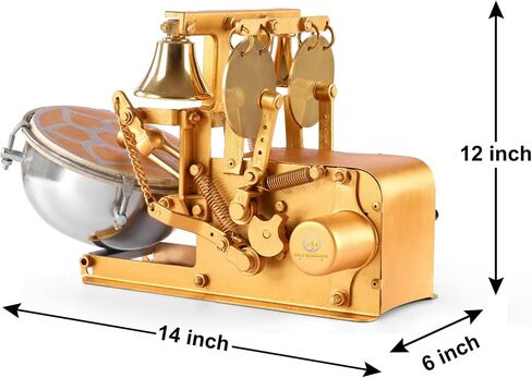 Metal Automatic Aarti Machine for Home - Small Arti Machine for House Temple - Atri Machine with Drum, Bells with Adjustable Arti Tempo/Rhythm - Ideal Gift for All Occasion, Gold in Saudi Arabia