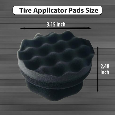 2 PCS Audction Tyre Shine Applicator ، Aredable Tyre Applicator Wave Contoured ، منصات إسفنجية للإطارات للسيارة تفاصيل التنظيف in Kuwait