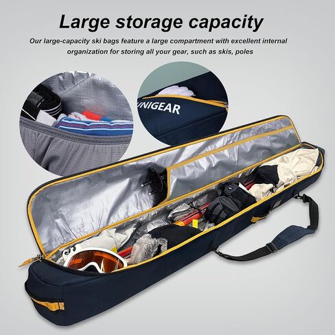 Unigear Ski Bag for Air Travel, 360° Fully Padded Protection, Water-Resistant and Durable up to 192cm for Snow Air Travel Transport in Saudi Arabia