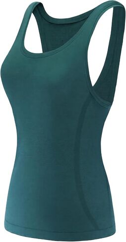 Racerback Workout Tank Tops for Women – Sleeveless Gym Yoga Shirts, Athletic Sports Camisole, Scoop Neck Seamless Activewear in Saudi Arabia