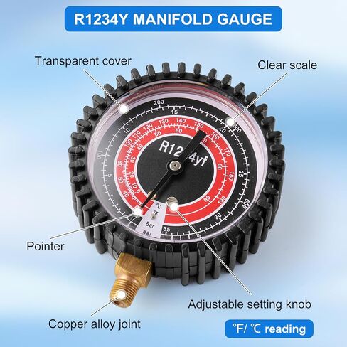 R410A Manifold Gauge, Air Conditioner Refrigerant Low Pressure Gauge, 1/4 Refrigerant Manifold Freon Gauges for R410A R22 R134A R404A 220 PSI in Saudi Arabia