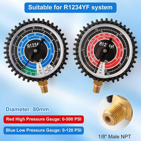 R410A Manifold Gauge, Air Conditioner Refrigerant Low Pressure Gauge, 1/4 Refrigerant Manifold Freon Gauges for R410A R22 R134A R404A 220 PSI in Saudi Arabia