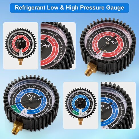R410A Manifold Gauge, Air Conditioner Refrigerant Low Pressure Gauge, 1/4 Refrigerant Manifold Freon Gauges for R410A R22 R134A R404A 220 PSI in Saudi Arabia