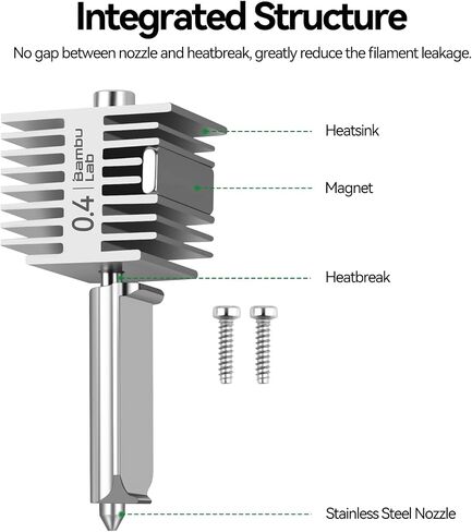 Bamboo Lab Original A1 Mini,A1 Stainless Steel Hotend Kit with 0.4mm Harden Steel Nozzle, All Metal Extruder Hot End, Heating Block Replacement in Kuwait