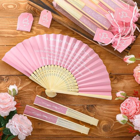 Baby Shower Favors for Guests Folding Paper Fans a Message from The Bump Favors Bamboo Fans with Thank You Tags Handheld Fans Baby Shower Party Favor for Girl Gender Reveal(Blue,25) in Saudi Arabia