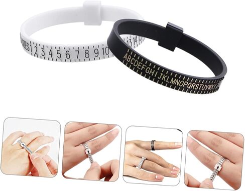 Veemoon 10-Piece Ring Sizer Measuring Tool Set Adjustable Finger Gauge for Jewelry US UK Sizes Accurate Measurement for Engagement and Wedding Rings in Saudi Arabia