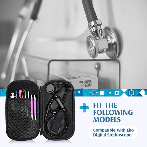 1 Pack Digital Stethoscope Case, 13.19 x 7.48 x 1.77 Inches Large Carrying Case Compatible with Digital or Cardiology Stethoscope, Black in Saudi Arabia