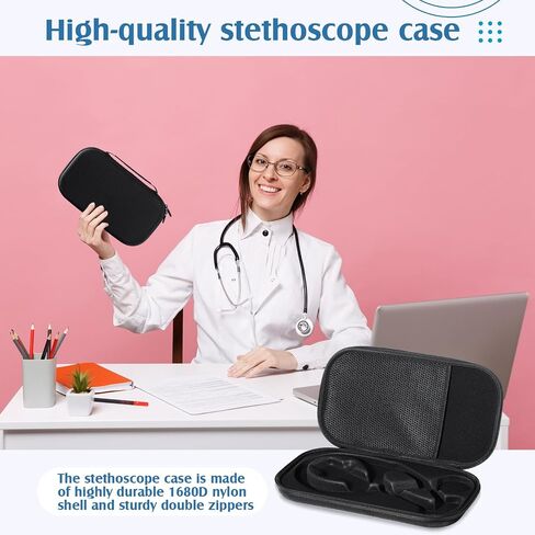 1 Pack Digital Stethoscope Case, 13.19 x 7.48 x 1.77 Inches Large Carrying Case Compatible with Digital or Cardiology Stethoscope, Black in Saudi Arabia