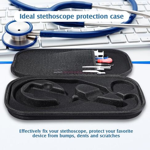 1 Pack Digital Stethoscope Case, 13.19 x 7.48 x 1.77 Inches Large Carrying Case Compatible with Digital or Cardiology Stethoscope, Black in Saudi Arabia