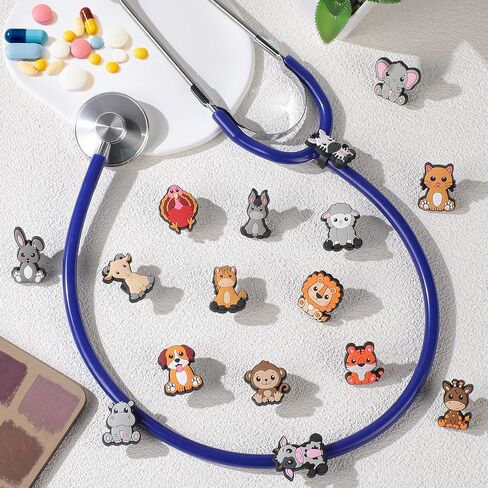 Zoo Animals Stethoscope Charm Tag for Nurse - 20Pcs Cute Animal Medical Plastic Stethoscope Decor Accessories, Present for Pediatric Doctor & Veterinarian, Medical Worker Nursing Graduation in Saudi Arabia