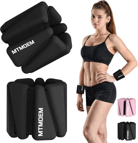 Wrist Ankle Weights for Women Men, Adjustable Silicone Weighted Bangles 2 Lbs Each, Wrist Weights Perfect for Walking, Pilates, Yoga, Barre, Pool, Exercises,Strength Training and Gym (Set of 2) in Saudi Arabia