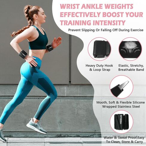 Wrist Ankle Weights for Women Men, Adjustable Silicone Weighted Bangles 2 Lbs Each, Wrist Weights Perfect for Walking, Pilates, Yoga, Barre, Pool, Exercises,Strength Training and Gym (Set of 2) in Saudi Arabia