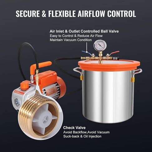 Happybuy 3 Gallon Vacuum Chamber & 3.5 CFM Pump Kit, Tempered Glass Lid Vacuum Degassing Chamber, Single-Stage Pump, 250ml Oil Bottle, for Stabilizing Wood, Degassing Epoxies & Silicones, 110V, 1/4HP in Saudi Arabia