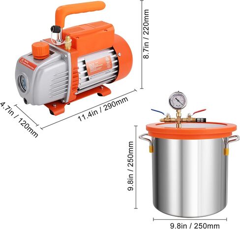 Happybuy 3 Gallon Vacuum Chamber & 3.5 CFM Pump Kit, Tempered Glass Lid Vacuum Degassing Chamber, Single-Stage Pump, 250ml Oil Bottle, for Stabilizing Wood, Degassing Epoxies & Silicones, 110V, 1/4HP in Saudi Arabia