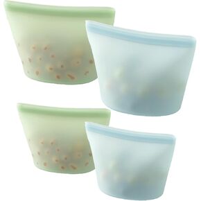 PandaEar 4 Pack Reusable Silicone Food Storage Bags, Leakproof Stand-Up Freezer Bags, Microwave & Dishwasher Safe, for Meal Prep, Snacks, Baby Food – 2 Large (34 oz) + 2 Medium (17 oz) in Saudi Arabia