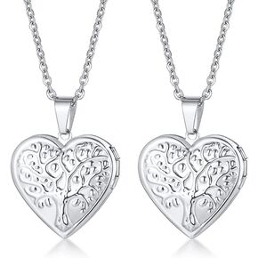 2 Pcs Locket Necklace that Holds Pictures Stainless Steel Locket Pendant Necklace Memory Photo Pendant Necklace for Women Girls in Kuwait