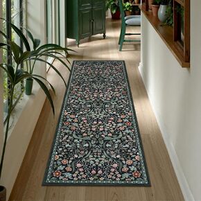 Lahome Floral 5x7 Living Room Rugs, Green Machine Washable Area Rugs for Bedroom Rubber Backed, Botanical Thin Stain-Resistant Carpet for Dining Room, Guestroom, Kids Room in Saudi Arabia