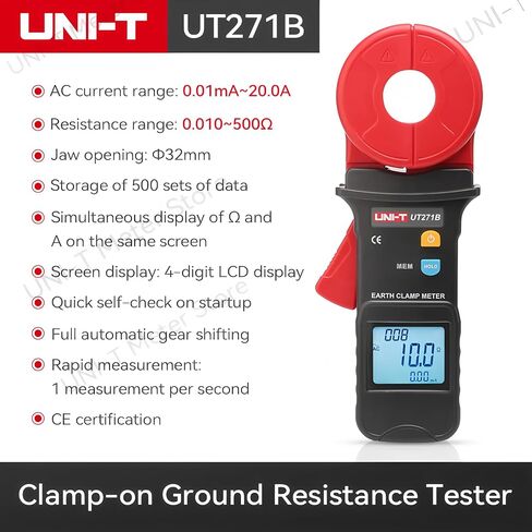 UNI-T UT271A UT271B UT271C Ground Resistance Tester Clamp Ammeter AC Leakage Current Clamp Meter Data Storage(UT271B) in Saudi Arabia