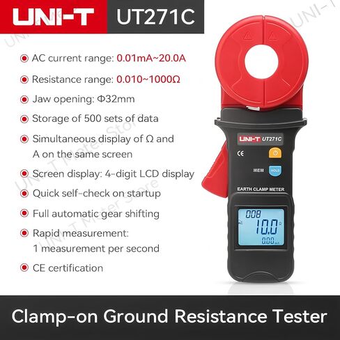 UNI-T UT271A UT271B UT271C Ground Resistance Tester Clamp Ammeter AC Leakage Current Clamp Meter Data Storage(UT271B) in Saudi Arabia