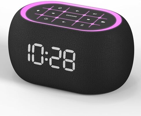 Anjank Alarm Clock FM Radio مع مكبر صوت Bluetooth ، صوت استريو Hi-Fi ، 7 clolors Light Light ، 8 أصوات للاستيقاظ ، 0-100 ٪ خافتة ، حجم 30 مستوى ، ساعة LED رقمية صغيرة مع مزامنة وقت تلقائي لغرفة النوم in Kuwait