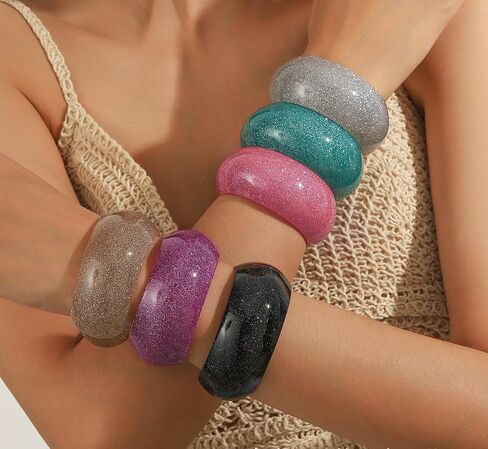 Colorful Transparent Opening Cuff Bangle Acrylic Geometric Bracelet for Women Irregular Pattern Bracelet Charm in Saudi Arabia