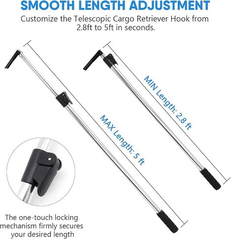 Huaaliuche Telescopic 5ft Pickup Truck Cargo Retriever Hook ، أداة استرداد متعددة القابلة للتمديد ، و Gring Cargo Long Reach لإكسسوارات سرير الشاحنة in Kuwait