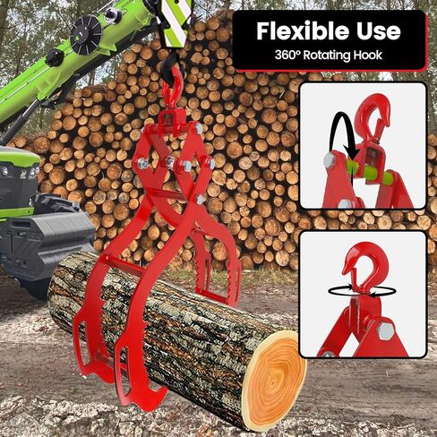 Log Tongs 32 inch 4 Serrated Claw, Eagle Claw Design Log Grapple, Heavy Duty Logging Tongs 2700 Pounds Lifting Capacity for Trucks, ATVs, Tractors, Forklifts in Kuwait