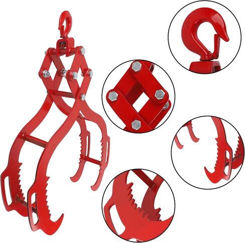 Log Tongs 32 inch 4 Serrated Claw, Eagle Claw Design Log Grapple, Heavy Duty Logging Tongs 2700 Pounds Lifting Capacity for Trucks, ATVs, Tractors, Forklifts in Kuwait