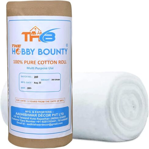 Pure Cotton Roll Cotton Undercast Padding Roll Soft and Absorbent Cotton Makeup Remover in an Easy to Tear & Use Roll White Cotton Roll for Art Projects, Craft (200 Gram) in Saudi Arabia