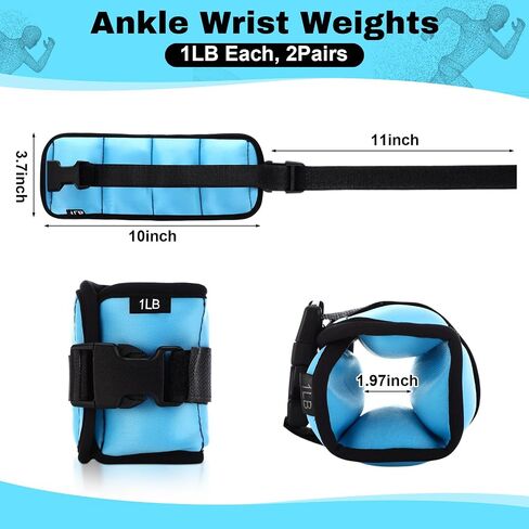 2 Pairs Ankle Wrist Weights for Land or Aquatic Exercise Aqua Cuffs Aqua Aerobics Fitness Bands for Ankle and Wrist Adjustable Weights for Swimming Pool Workout Equipment in Kuwait