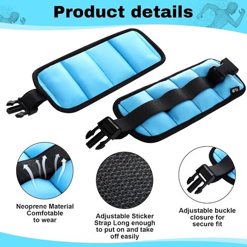 2 Pairs Ankle Wrist Weights for Land or Aquatic Exercise Aqua Cuffs Aqua Aerobics Fitness Bands for Ankle and Wrist Adjustable Weights for Swimming Pool Workout Equipment in Kuwait