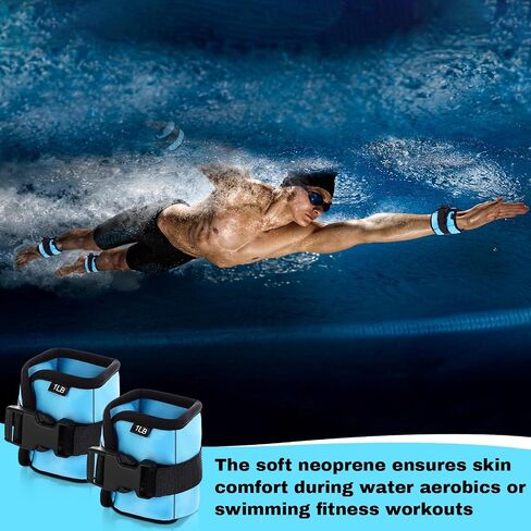 2 Pairs Ankle Wrist Weights for Land or Aquatic Exercise Aqua Cuffs Aqua Aerobics Fitness Bands for Ankle and Wrist Adjustable Weights for Swimming Pool Workout Equipment in Kuwait