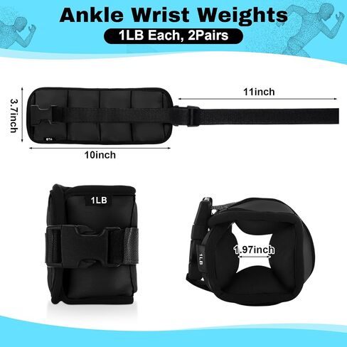 2 Pairs Ankle Wrist Weights for Land or Aquatic Exercise Aqua Cuffs Aqua Aerobics Fitness Bands for Ankle and Wrist Adjustable Weights for Swimming Pool Workout Equipment in Saudi Arabia