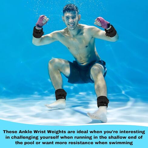 2 Pairs Ankle Wrist Weights for Land or Aquatic Exercise Aqua Cuffs Aqua Aerobics Fitness Bands for Ankle and Wrist Adjustable Weights for Swimming Pool Workout Equipment in Saudi Arabia