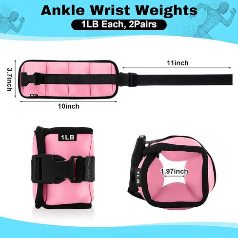 2 Pairs Ankle Wrist Weights for Land or Aquatic Exercise Aqua Cuffs Aqua Aerobics Fitness Bands for Ankle and Wrist Adjustable Weights for Swimming Pool Workout Equipment in Kuwait