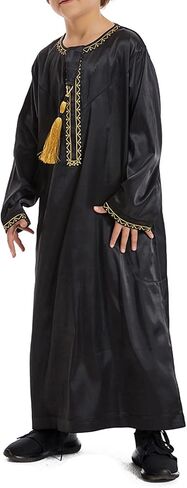 الأولاد المسلمين Thobe Kids Long Sleeve Crewneck Asslim Kaftan Eid Assored Reted Robe Solid Color Clay in Saudi Arabia