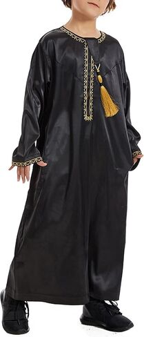 الأولاد المسلمين Thobe Kids Long Sleeve Crewneck Asslim Kaftan Eid Assored Reted Robe Solid Color Clay in Saudi Arabia
