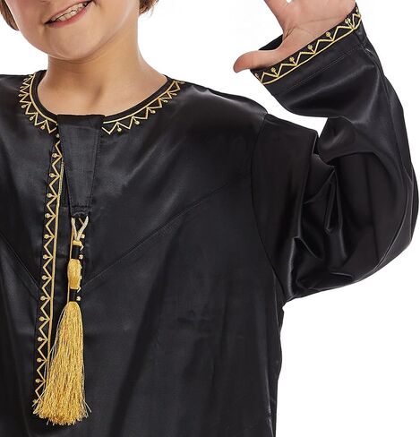 الأولاد المسلمين Thobe Kids Long Sleeve Crewneck Asslim Kaftan Eid Assored Reted Robe Solid Color Clay in Saudi Arabia