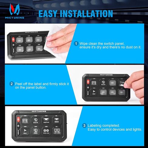 MICTUNING 140PCS Switch Panel Stickers for P1s RGB 8/12 Gang, Rocker Toggle Switch Labels for Boat Marine Truck RV Offroad in Saudi Arabia