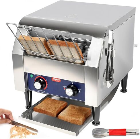 JOHAKYU Commercial Conveyor Toaster - 300 Slices/Hour, Heavy Duty Stainless Steel for Buns Bagels Bread Restaurant Use/Includes Cleaning Accessories in Saudi Arabia