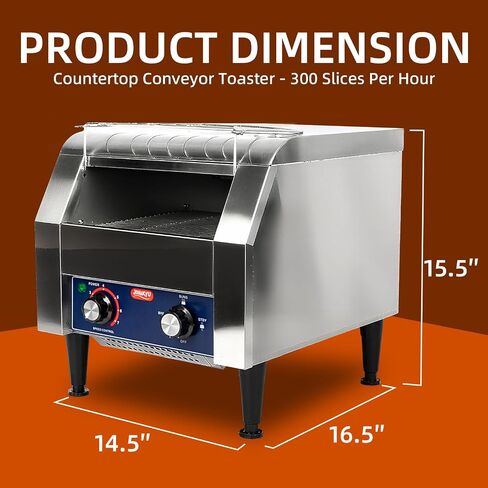 JOHAKYU Commercial Conveyor Toaster - 300 Slices/Hour, Heavy Duty Stainless Steel for Buns Bagels Bread Restaurant Use/Includes Cleaning Accessories in Saudi Arabia