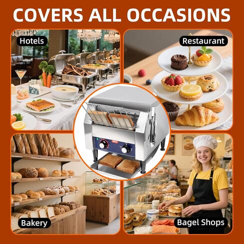 JOHAKYU Commercial Conveyor Toaster - 300 Slices/Hour, Heavy Duty Stainless Steel for Buns Bagels Bread Restaurant Use/Includes Cleaning Accessories in Saudi Arabia