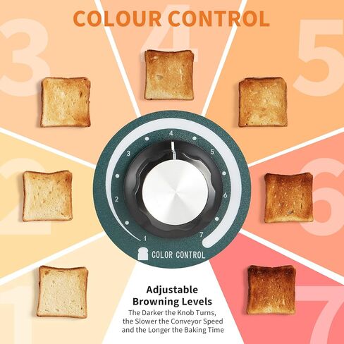 Commercial Toaster Conveyor, 300 Slices/H, 1800W, 7 Temperature Settings,With Timer, Commercial Toasters for Restaurant/Home, for Bun Bagel Bread in Saudi Arabia